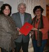 Helmut Rabis (Mitte) mit SPD-Kreisvorsitzender Ruth Müller (l.) und Marianne Bontzol (r.)